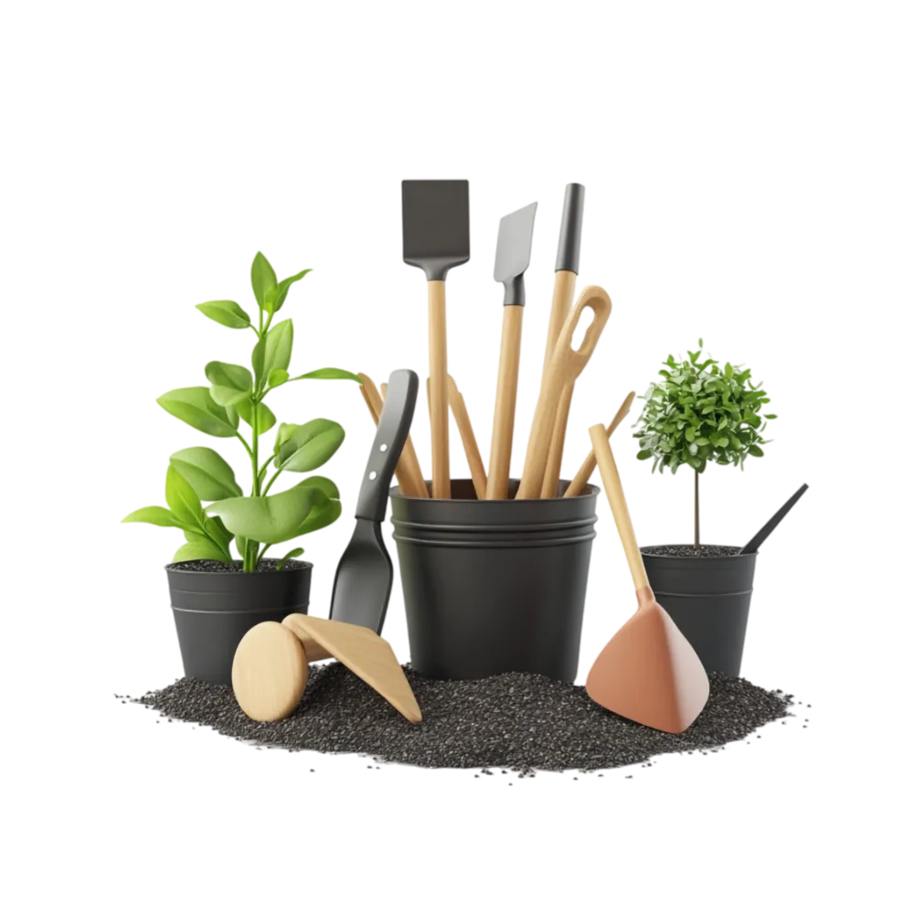 Homem cuidando de plantas